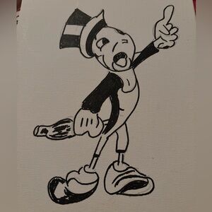 Black and White Cartoon Character Canvas Art